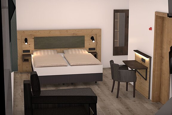 Doppelzimmer mit Schlafcouch im Hotel Kreuzer-Wirt