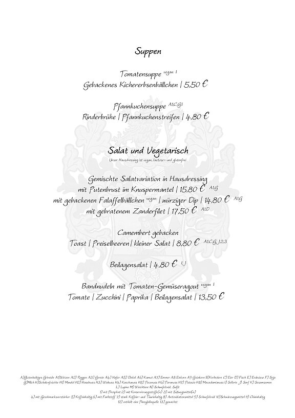 Speisekarte Speisekarte Seite 1