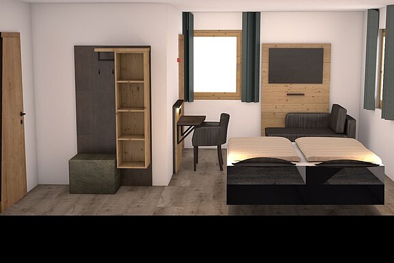 Doppelzimmer mit Schlafcouch im Hotel Kreuzer-Wirt